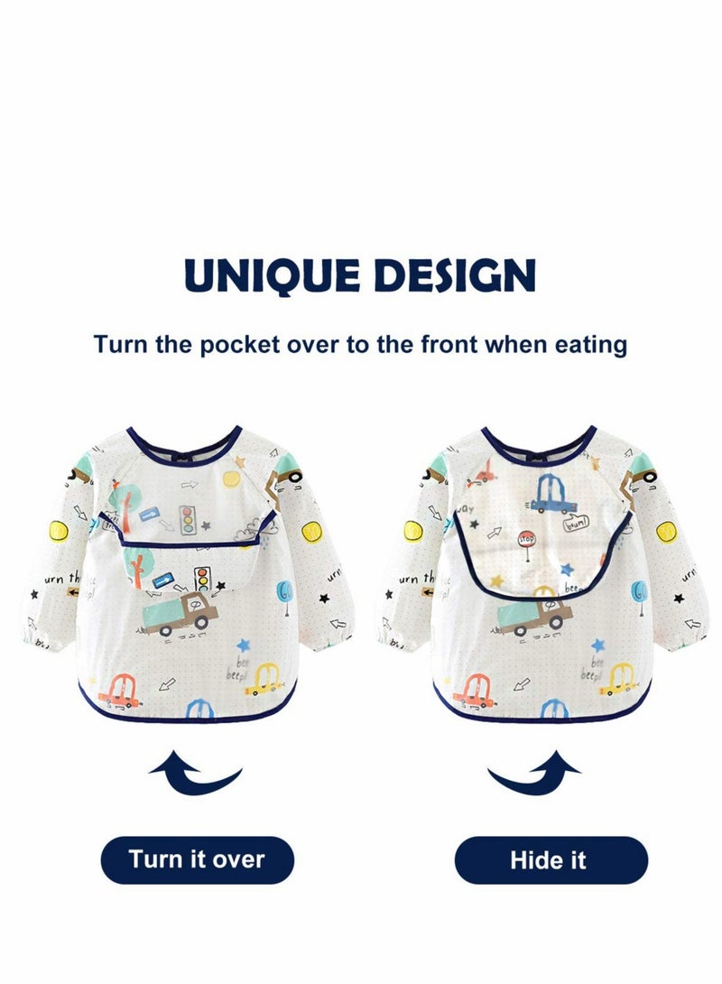 Excefore Baby Waterproof Sleeved Bib, Long Sleeve for Toddler, 3 Pack Infant Art Smock Apron 6-36 Months - Image 4