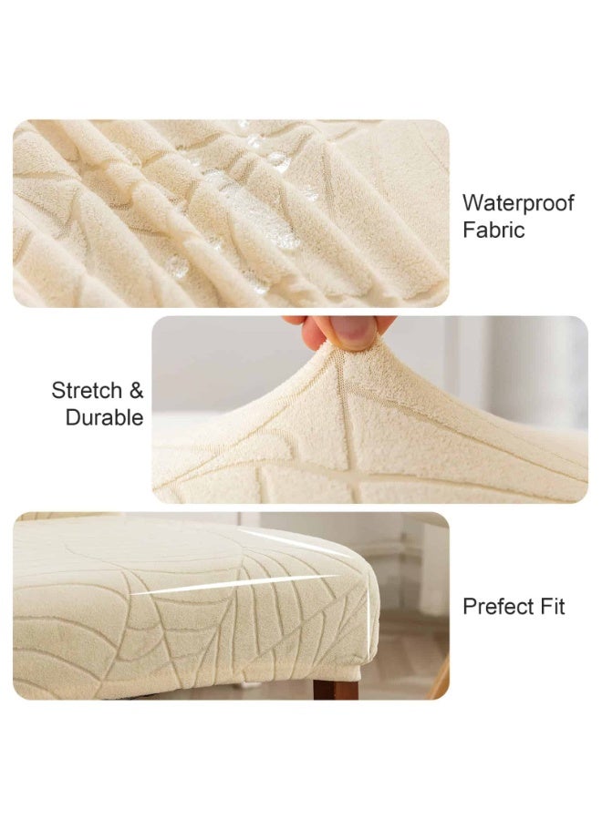 Anmi 100% Waterproof Dining Chair Covers Set of 6, Stretchable Slipcovers for Kitchen & Restaurant Chairs (Large, Leaves-Beige) - Image 5