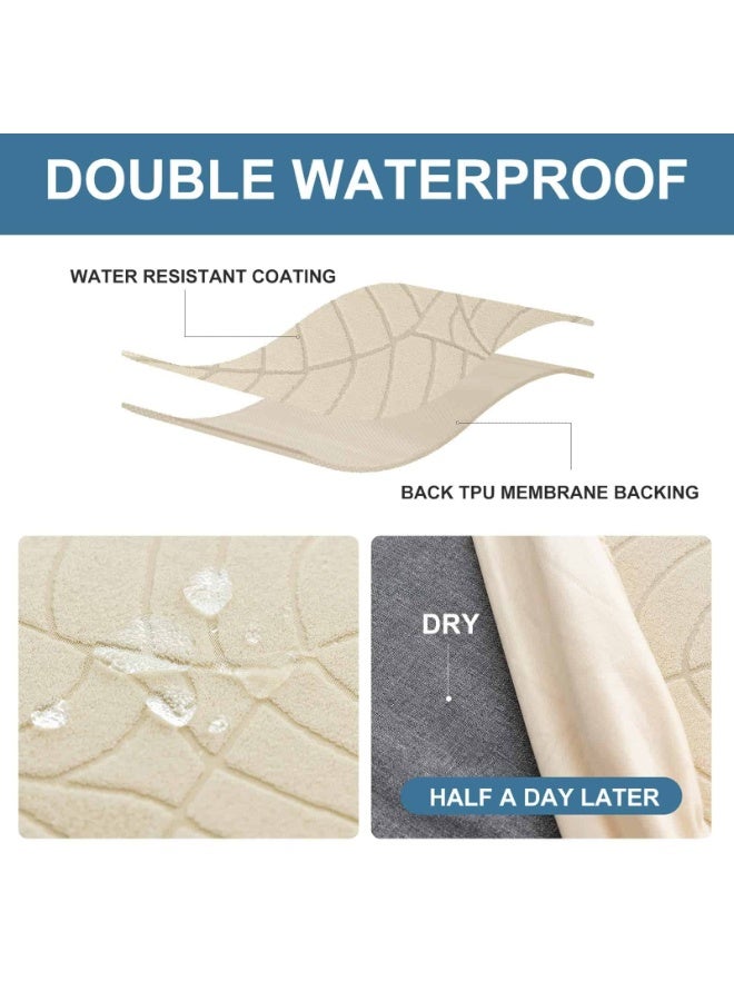 Anmi 100% Waterproof Dining Chair Covers Set of 6, Stretchable Slipcovers for Kitchen & Restaurant Chairs (Large, Leaves-Beige) - Image 4