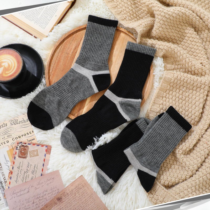 Cutecrop 2 Pairs Alpaca Wool Hiking Socks for Men Women Alpaca Wool Blend Thick Thermal Winter Crew Boot Socks(Dark Gray and Black,8-10) - Image 3