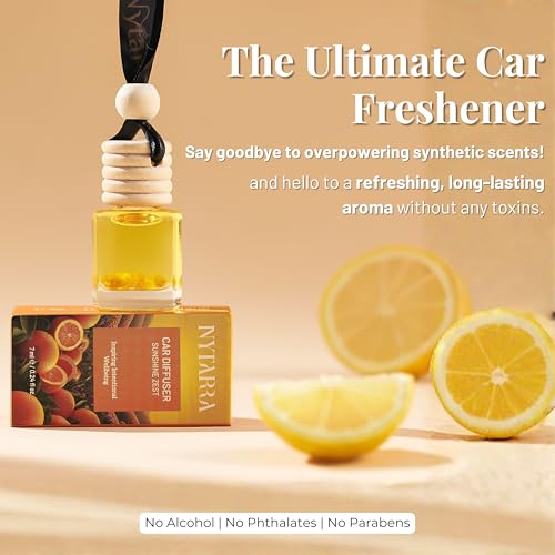 Nytarra Car Perfumes Luxury Combo – Aqua Mirage & Sunshine Zest No-Alcohol & Long-Lasting Fragrance Diffuser, Best Car Air Freshener, Premium Car Scent Hanging Pod - Image 4