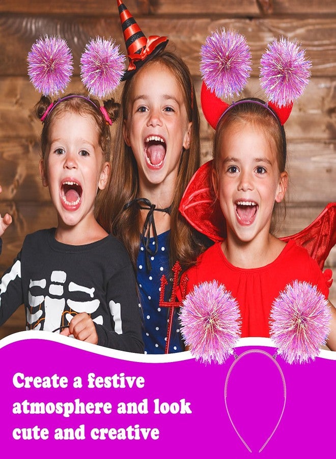 ولهيف طوق رأس مزين بكرات بوم بوم من رقائق معدنية لامعة، طوق رأس أنيق مزين بكرة شعر منفوشة، إكسسوارات شعر تنكرية للنساء والفتيات، مناسب لحفلات الكريسماس وأعياد الميلاد. - Image 5