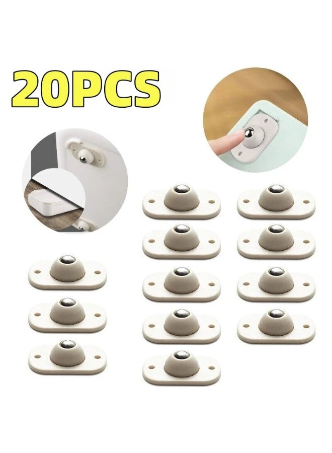 20pcs Self Adhesive Mini Swivel Caster Wheels, Stainless Steel 360 Degree Rotation for Furniture Storage Boxes - Image 1