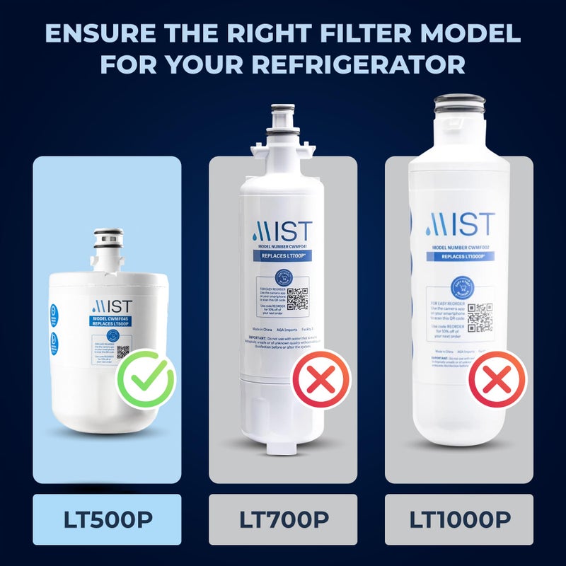 Mist 5231JA2002A Refrigerator Water Filter Replacement for LG LT500P, ADQ72910911, Kenmore 9890, Fridge LFX25974ST â€“ NSF 42 Certified â€“ 3 Pack - Image 4