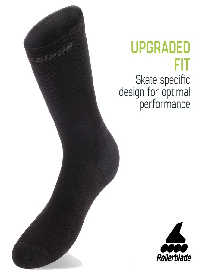 رولر بليد جوارب رولربليد الرياضية، للتزلج على العجلات، عبوة من 3 جوارب، متعددة الاستخدامات، أسود، متوسط - Image 5