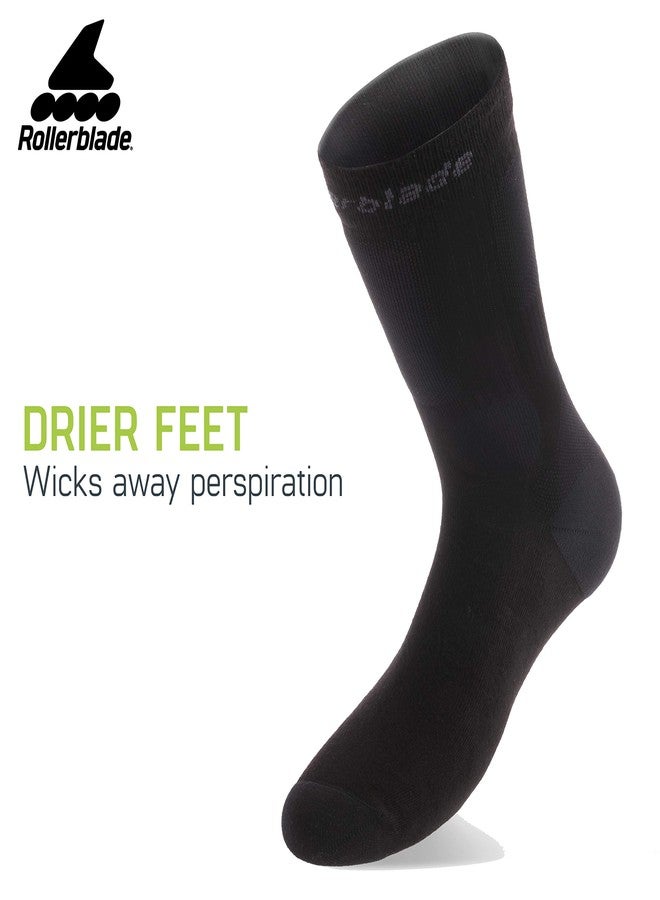 رولر بليد جوارب رولربليد الرياضية، للتزلج على العجلات، عبوة من 3 جوارب، متعددة الاستخدامات، أسود، متوسط - Image 4
