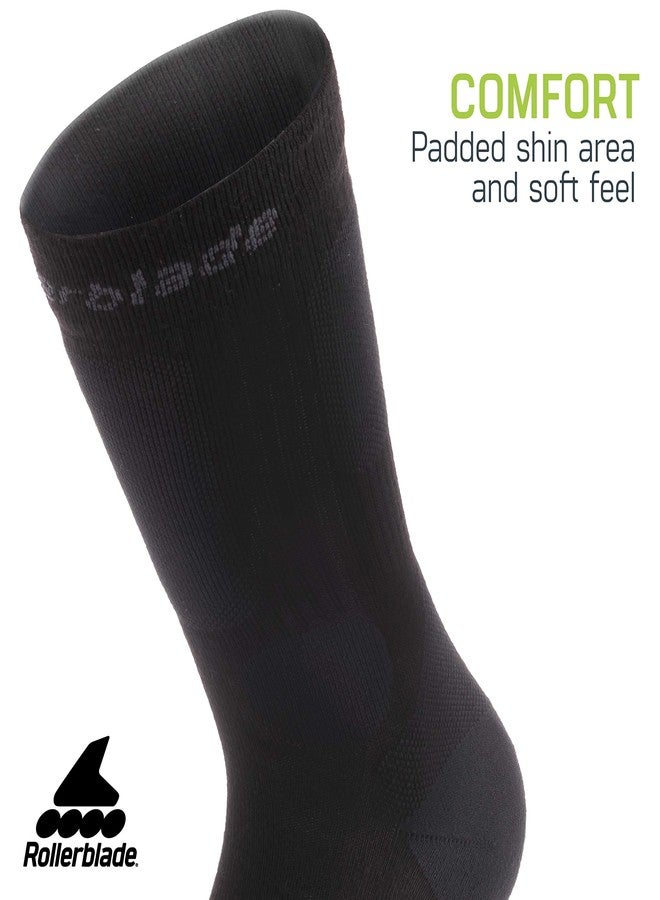 رولر بليد جوارب رولربليد الرياضية، للتزلج على العجلات، عبوة من 3 جوارب، متعددة الاستخدامات، أسود، متوسط - Image 2