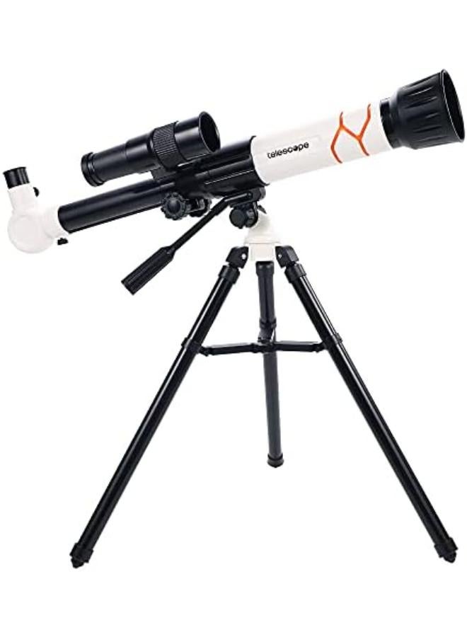 لعبة تلسكوب ATTELANTY (أبيض) للأطفال - تلسكوب للأطفال + ثلاثة نماذج من العدسات العينية، تلهم المجربين الأطفال لاستكشاف قلب العلوم الكونية