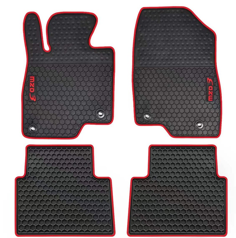 Megiteller Car Floor Mats Custom Fit for Mazda 3 2014 2015 2016 2017 2018 Odorless Washable Heavy Duty Rubber (All Weather) Floor Liners Christmas Red - Image 1