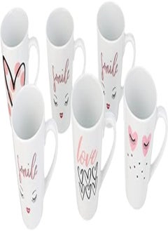 Lotus Lotus 1002638 Fine Porcelain Tea and Coffee Mug 6 Piece Set, Multicolor 14 (6 coffee cups + 6 coffee cup plates + 1 cooler with lid + 1 stainless holder) 