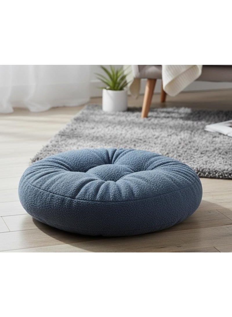 AKDC Soft Plush Round Decorative Cushion for Living Room & Bedroom – Elegant Blue, 45×7 cm - Image 2