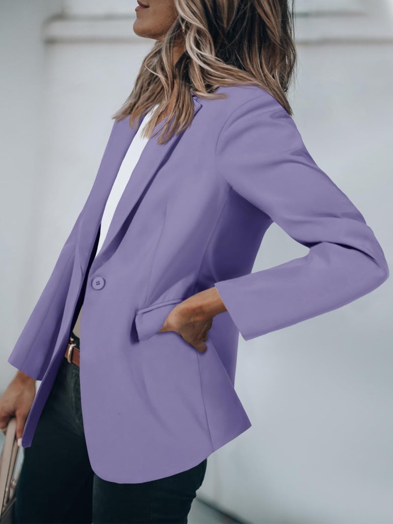 Cicy Bell Womens Casual Blazers Open Front Long Sleeve Work Office Suit Jackets Blazer Blue Purple - Image 3