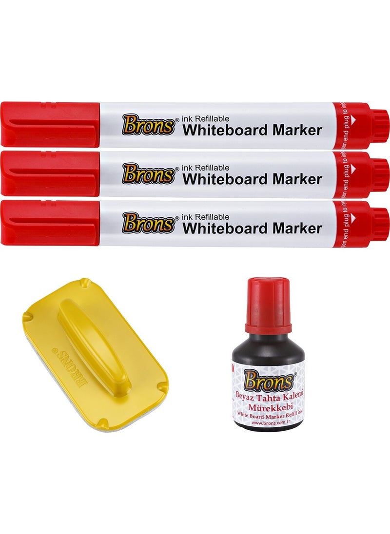 Brons - Refillable Red Board Pen Ink Eraser Set - Image 1