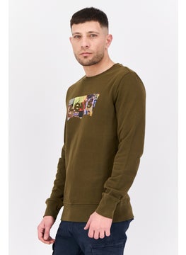 Levi's Men Crew Neck Long Sleeves Graphic Print Sweatshirt, Olive  - Image 2