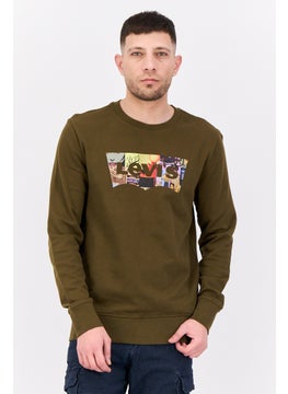 Levi's Men Crew Neck Long Sleeves Graphic Print Sweatshirt, Olive  - Image 1