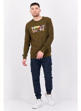 Levi's Men Crew Neck Long Sleeves Graphic Print Sweatshirt, Olive  - Image 4