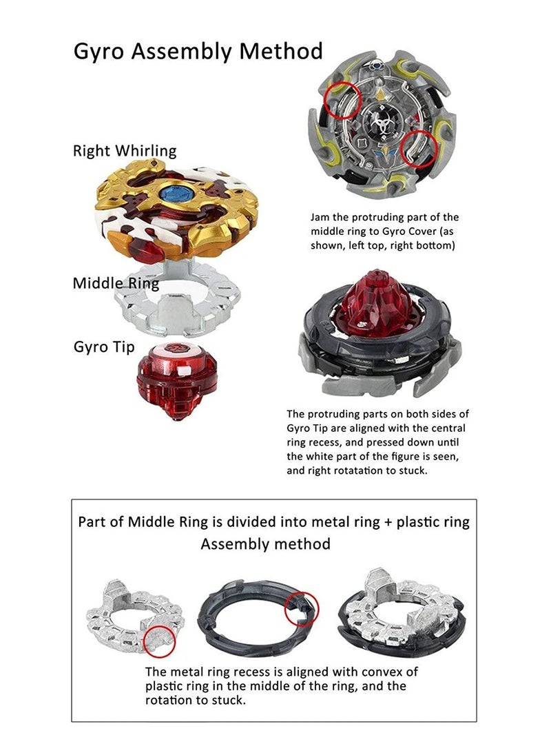 Womdee 4-in-1 Gyro Battling Top Fusion Metal Master Rapidity Fight with 4D Launcher Grip Set  - Image 4
