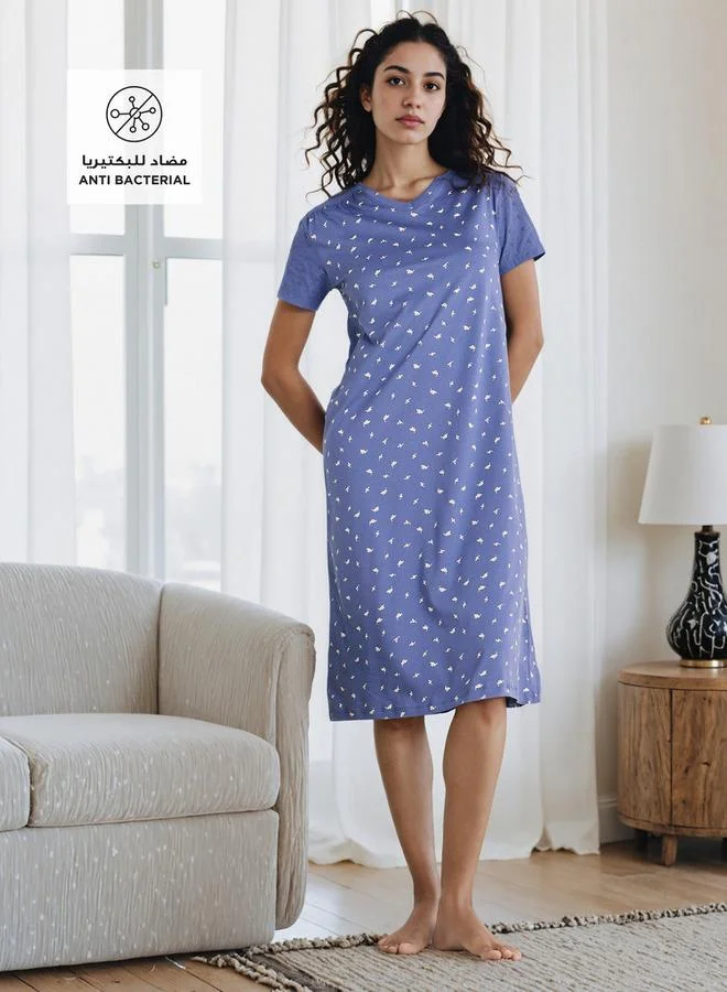 سبلاش فيڤ Schiffli Embroidered V-neck Cotton Night Dress