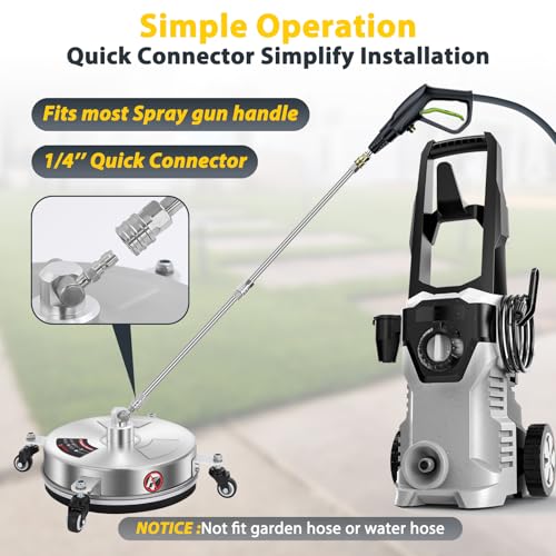 Dalmbox 14 Pressure Washer Surface Cleaner with 4 Wheels 14 Quick Plug Stainless Steel Housing 4000 PSI Pressure Washer Surface Cleaner Attachment for Patio Courtyard Concrete Sidewalks - Image 3