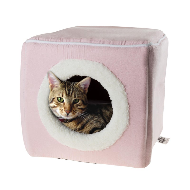 PETMAKER Cat House - Indoor Bed with Removable Foam Cushion - Cat Cave for Puppies, Rabbits, Guinea Pigs, Hedgehogs, and Other Small Animals by PETMAKER (Pink) - Image 1