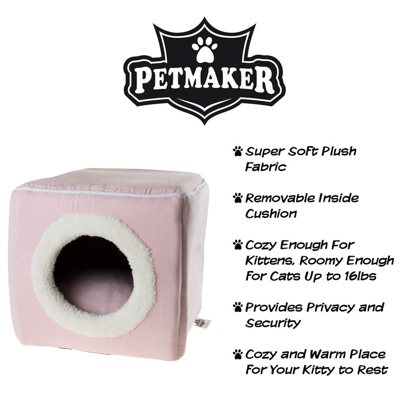 PETMAKER Cat House - Indoor Bed with Removable Foam Cushion - Cat Cave for Puppies, Rabbits, Guinea Pigs, Hedgehogs, and Other Small Animals by PETMAKER (Pink) - Image 4