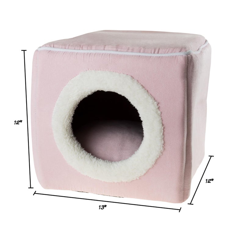 PETMAKER Cat House - Indoor Bed with Removable Foam Cushion - Cat Cave for Puppies, Rabbits, Guinea Pigs, Hedgehogs, and Other Small Animals by PETMAKER (Pink) - Image 3