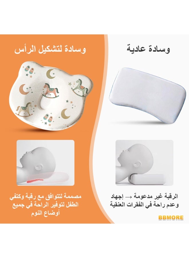 بي بي مور وسادة دعم رقبة الطفل، وسادة أطفال من فوم الذاكرة، وسادة ناعمة ومريحة لتشكيل رأس الطفل، مناسبة لحديثي الولادة لمنع تسطّح الرأس (باندا) - Image 3