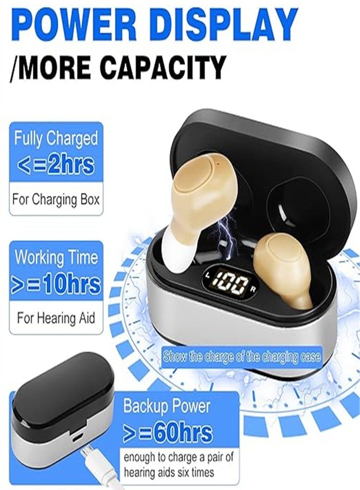 Hearing Aid, Mini Hearing Aid with Noise Reduction, Rechargeable Hearing Aid for the Elderly Into the Ear, Noiseless Hearing Aid with LED Power Display - Image 3