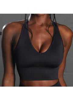Winter New Seamless Yoga Suit Back Beauty Sports Fitness Wear European American Style Booty Lifting Pants Yoga Set Combination HH bra-Black