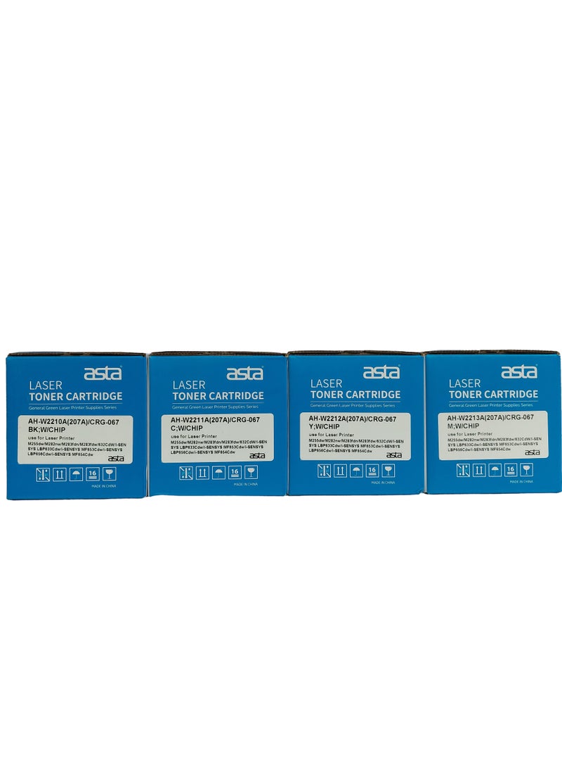 Asta - Compatible With 067 067H Toner Set (With Chip) Toner Cartridge to Replacement For Canon 067 067H Works With Toner Canon i-SENSYS MF655CDW MF657CDW LBP631CW LBP633CDW MF651CW Printers (Black Cyan Yellow Magenta) - Image 1