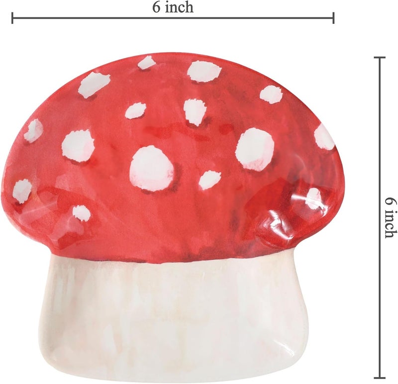 UPware Mushroom Shaped Melamine Dessert Plates Small Serving Plates for Appetizer Snacks and Side Dishes Beige and Green 6 Inch Set of 4 - Image 4