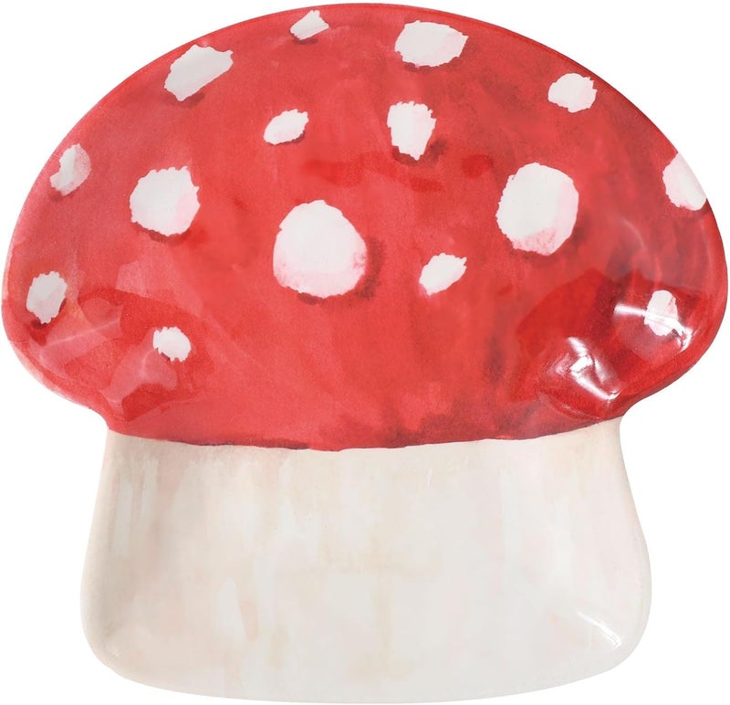 UPware Mushroom Shaped Melamine Dessert Plates Small Serving Plates for Appetizer Snacks and Side Dishes Beige and Green 6 Inch Set of 4 - Image 5