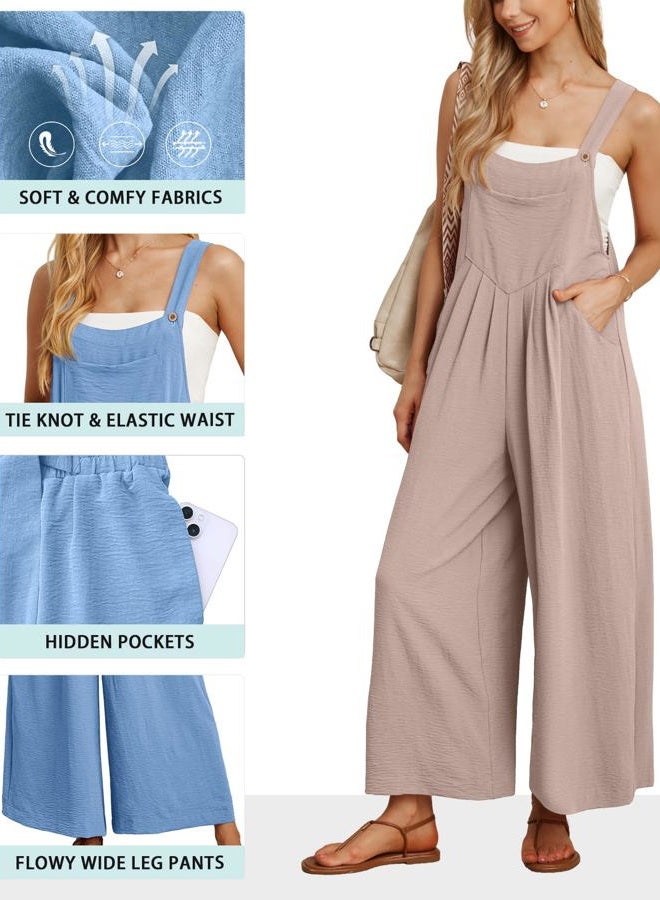IWOLLENCE Women's Wide Leg Overalls Jumpsuit with Pockets Casual Loose Sleeveless Adjustable Straps Outfits Bib XX-Large - Image 2