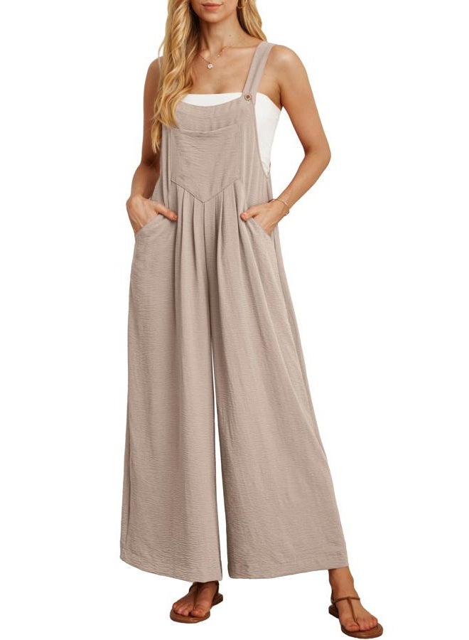 IWOLLENCE Women's Wide Leg Overalls Jumpsuit with Pockets Casual Loose Sleeveless Adjustable Straps Outfits Bib XX-Large - Image 1