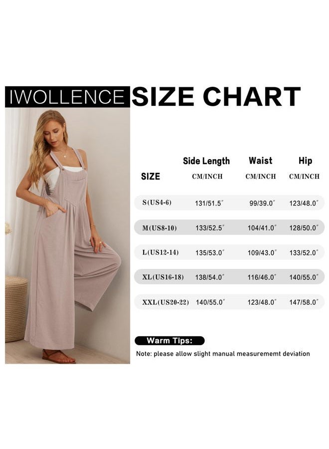 IWOLLENCE Women's Wide Leg Overalls Jumpsuit with Pockets Casual Loose Sleeveless Adjustable Straps Outfits Bib XX-Large - Image 5