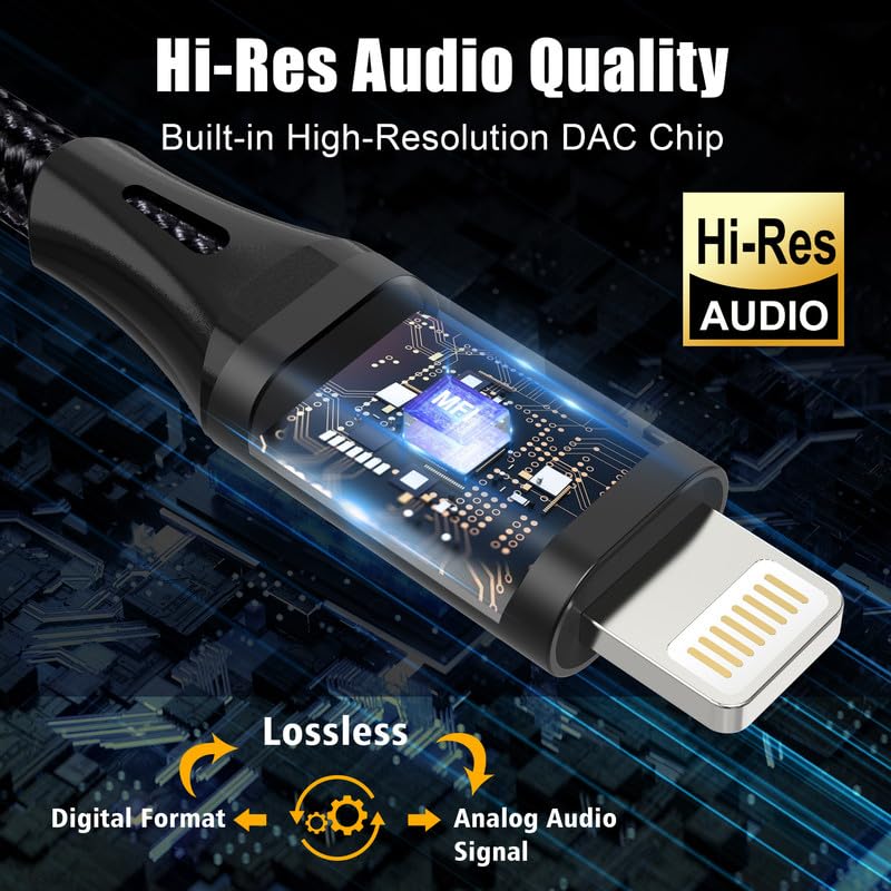 AGVEE 6.6ft MFi Certified Lightning to RCA Cable Audio Y Cord Adapter Converter for iPhone 14 13 12 11 XS XR X 8 7 iPad iPod to Car, Home Stereo Speaker Headphone, Amplifiers, HDTV, Black - Image 2