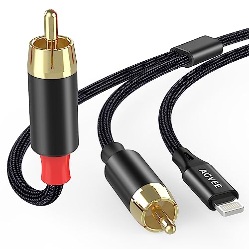 AGVEE 6.6ft MFi Certified Lightning to RCA Cable Audio Y Cord Adapter Converter for iPhone 14 13 12 11 XS XR X 8 7 iPad iPod to Car, Home Stereo Speaker Headphone, Amplifiers, HDTV, Black - Image 1