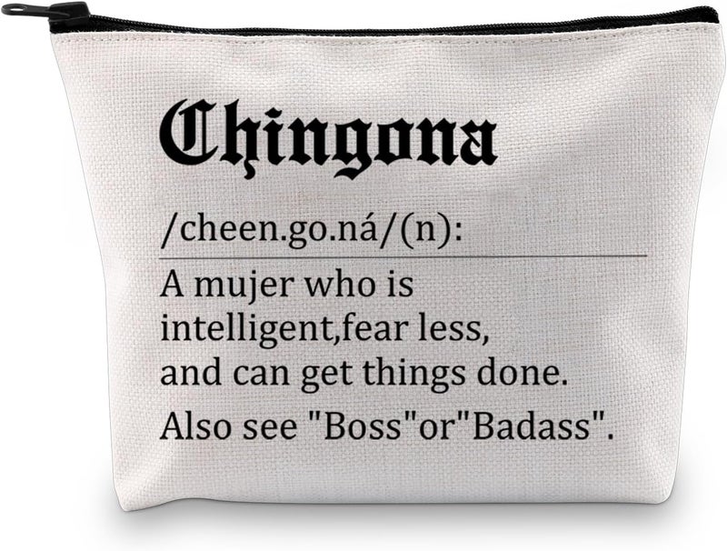 JXGZSO Mexican Women Cosmetic Bag Mexican Culture Gifts Chingona Makeup Zipper Bag Latina Quote Pouch Bag Spanish Gifts For Her (Chingona Makeup Bag)