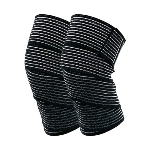 STRAUSS Elastic Knee Compression Bandage Wraps | Support for Ankle, Knee, Elbow Pain Relief, Sports & Workout | Can Be Used For Squats and Powerlifting | 1 Pair ,(Black) - Image 1