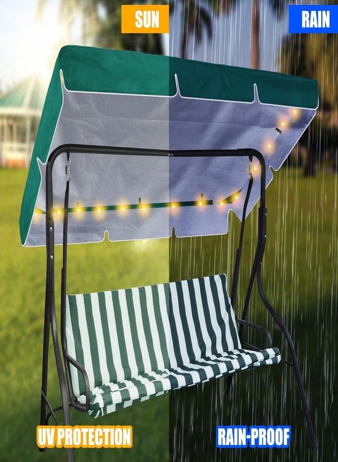 GliCraft LED Lighted Porch Swing Canopy Replacement Waterproof LED Swing Canopy Top Cover 2-3 Seat Shade Awning Cover for Garden Outdoor Patio(77 x 49 Inch,Green) - Image 4
