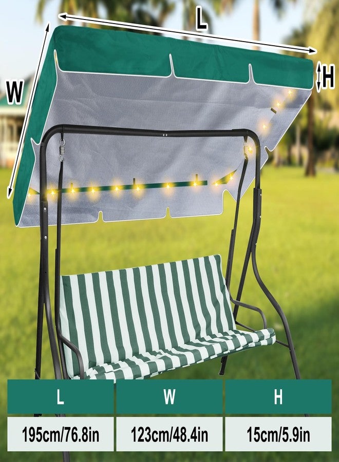 GliCraft LED Lighted Porch Swing Canopy Replacement Waterproof LED Swing Canopy Top Cover 2-3 Seat Shade Awning Cover for Garden Outdoor Patio(77 x 49 Inch,Green) - Image 2