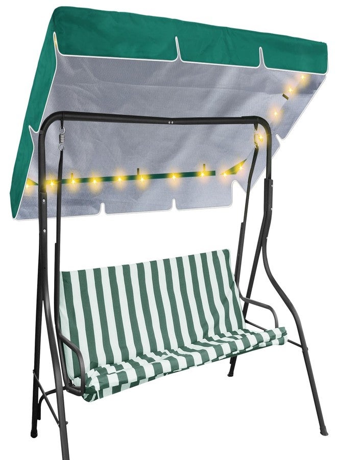 GliCraft LED Lighted Porch Swing Canopy Replacement Waterproof LED Swing Canopy Top Cover 2-3 Seat Shade Awning Cover for Garden Outdoor Patio(77 x 49 Inch,Green) - Image 1