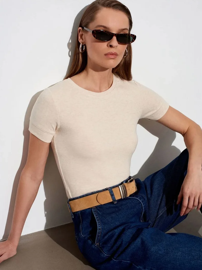 ديلفين DILVIN Women's Slim Fit Crew Neck T-Shirt
