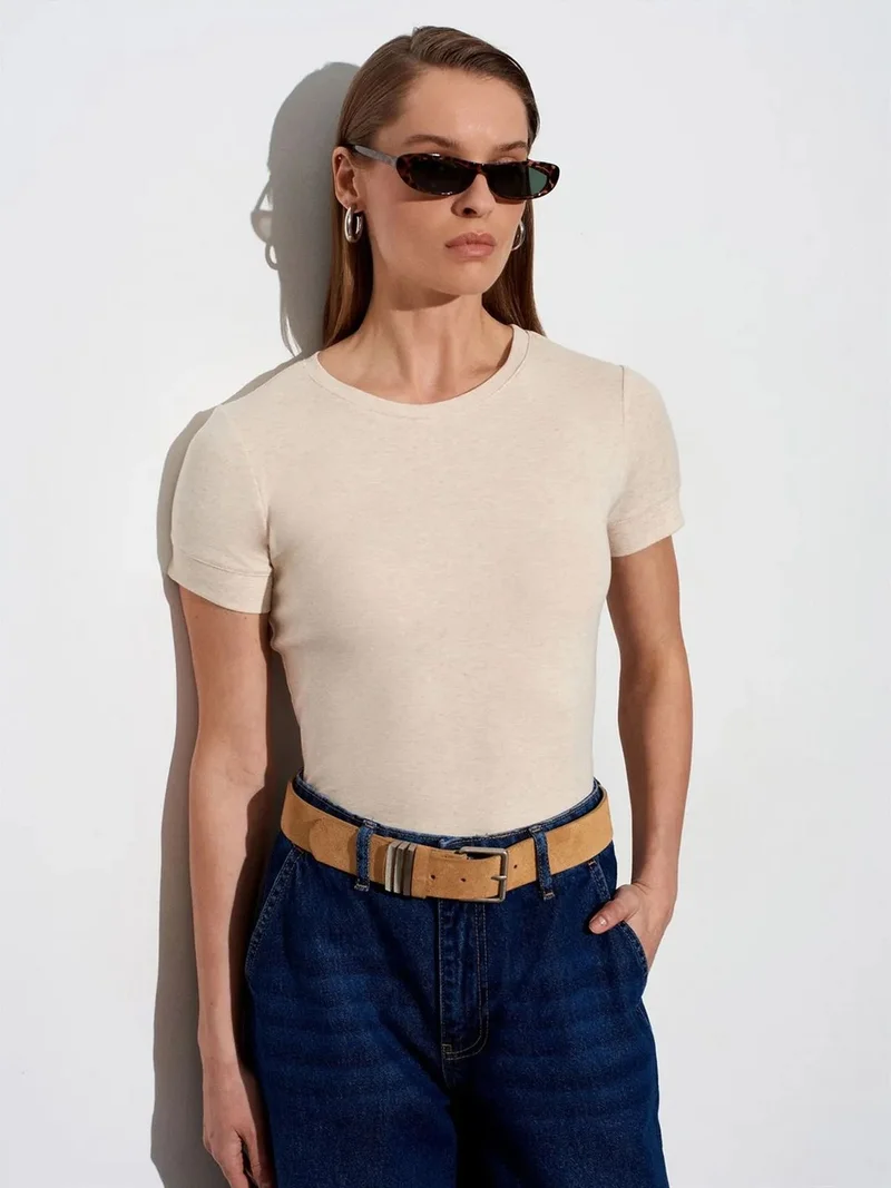 ديلفين DILVIN Women's Slim Fit Crew Neck T-Shirt