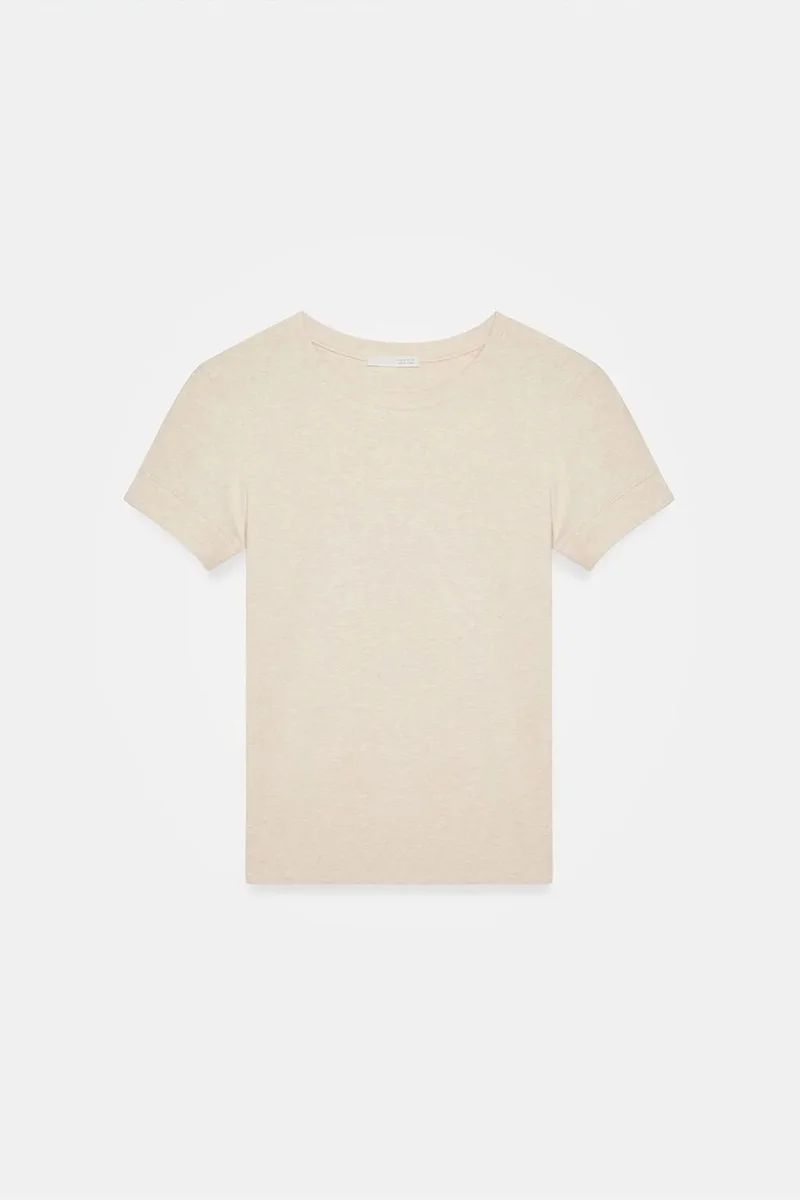 Dilvin Oatmeal Natural DILVIN Women's Slim Fit Crew Neck T-Shirt for Women | Best Price UAE