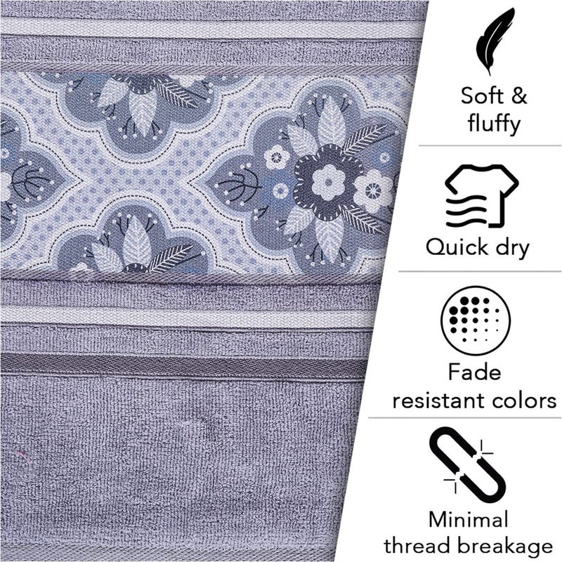 Rangoli 100% Cotton 450 GSM Bath Towel Pack of 2 - Soft, Highly Absorbent, Fade Resistant, Grey - Image 4