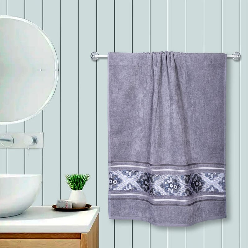 Rangoli 100% Cotton 450 GSM Bath Towel Pack of 2 - Soft, Highly Absorbent, Fade Resistant, Grey - Image 3