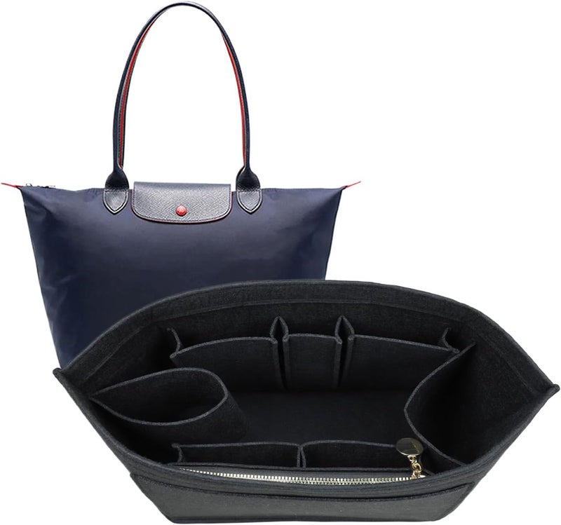 Lckaey منظّم فيلت إدراج لـ Longchamp Le Pliage حقيبة يد نسائية منظّم محفظة 1012-25 أسود - M - Image 1