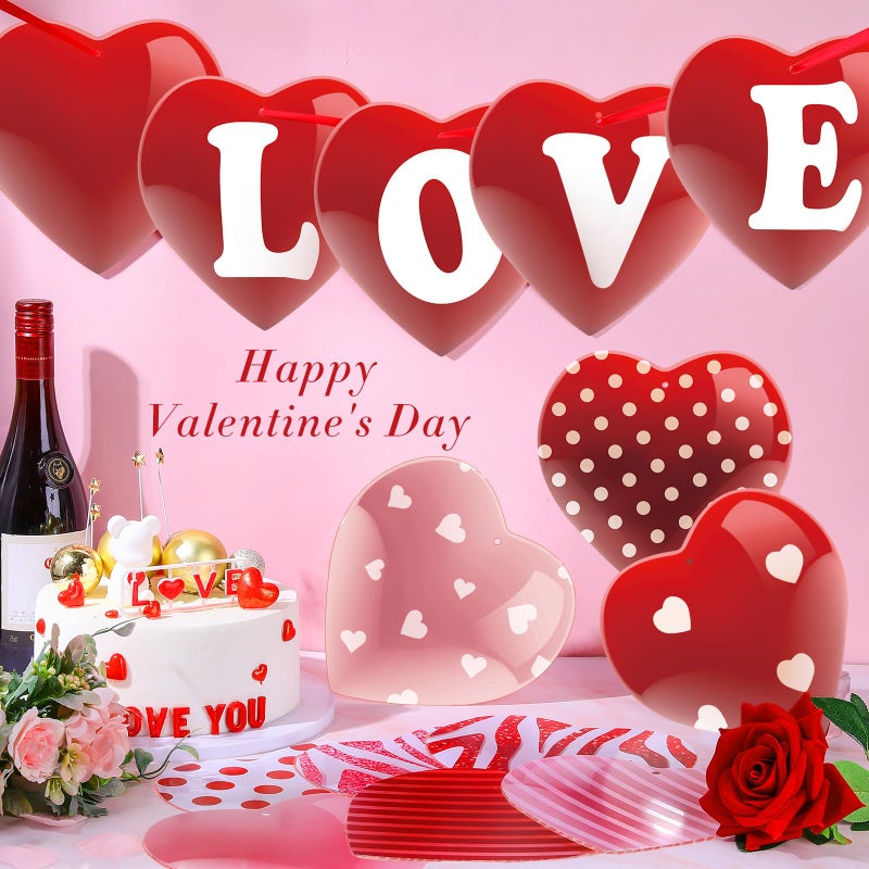 TaoBary 14 Pcs 8 X 8 Inch Valentine'S Day Hearts Hanging Ornaments Red Pink Valentine Heart Decoration Double Sided Valentines Hanging Ornaments For Tree Wedding Party Porch Lawn Yard - Image 5