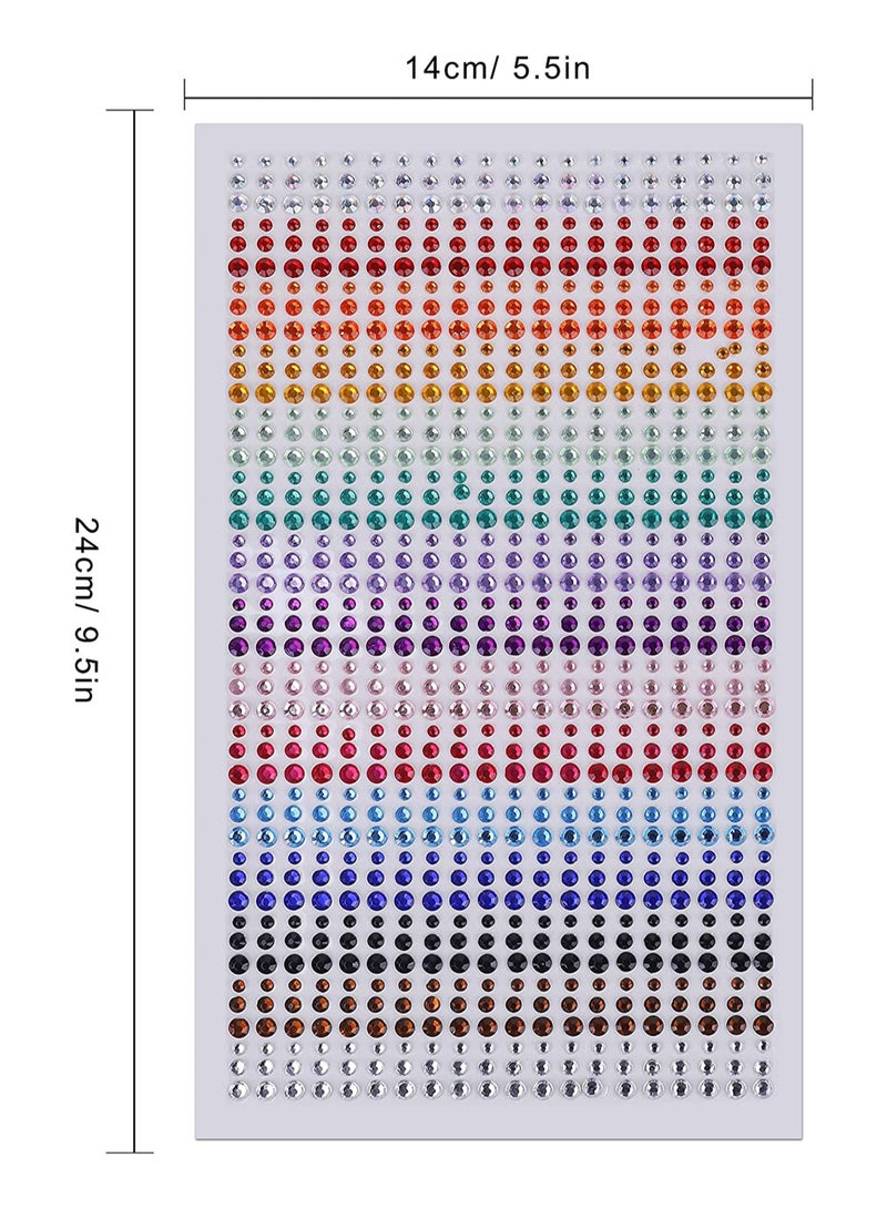 SYOSI Crystal Gem Stickers Rhinestone Self Adhesive Jewels Sticker for Face Eyes Nails Kids DIY Craft Cards Embellishment Diamond Decorations 15 Colors 3 Sizes 900PCS - Image 4